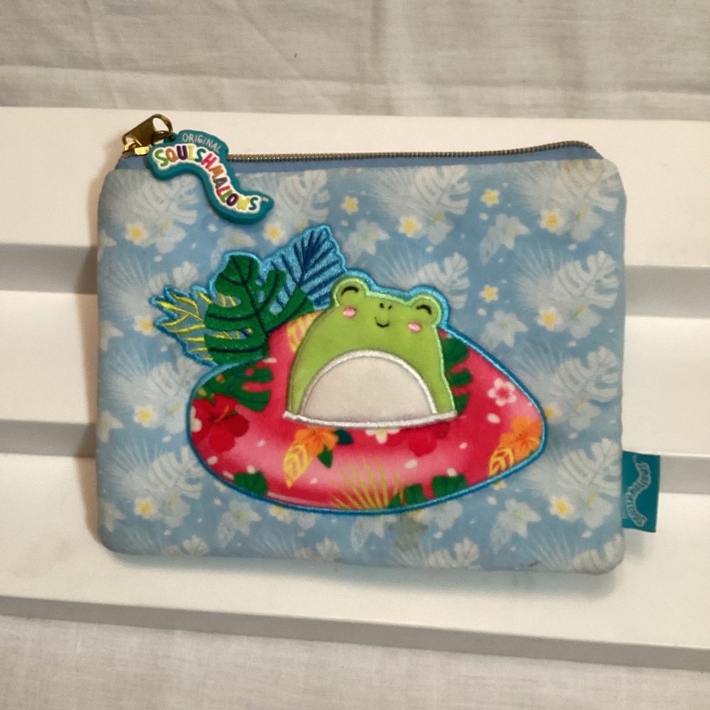 Squishmallow Blue Frog Cloth Storage Or Make Up Pouch
